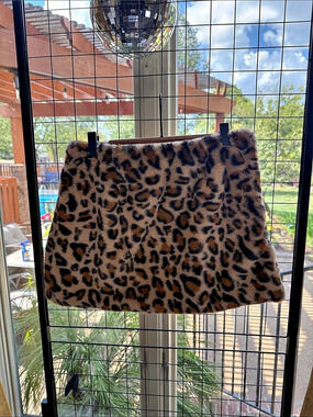Leopard Print Faux Fur Mini Skirt